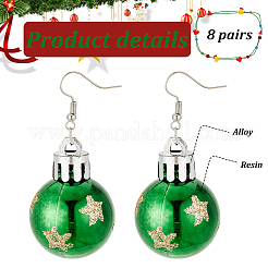 8 Pairs 8 Style Christmas Themed Resin Round Ball Dangle Earrings&nbsp;EJEW-AN0002-34