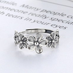 Flower 925 Sterling Silver Adjustable Finger Rings for Women&nbsp;FS-WGCA8A7-01