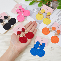 6 Pairs 6 Colors Spray Painted Alloy Dangle Stud Earrings for Women&nbsp;EJEW-FI0002-84
