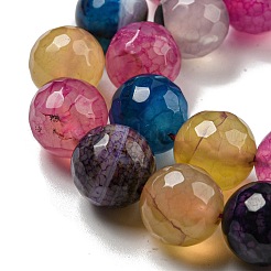 Faceted Natural Dragon Veins Agate Beads Strands&nbsp;G-F447-12mm-P06