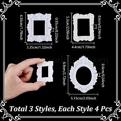 12Pcs 3 Styles Plastic Embossed Photo Frames&nbsp;AJEW-NB0007-86