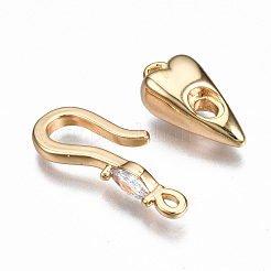 Brass Micro Pave Clear Cubic Zirconia Hook Clasps&nbsp;KK-T063-69G-NF