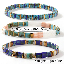 3Pcs Summer Beach Style Glass Seed Beaded Stretch Bracelets for Women&nbsp;AA5917