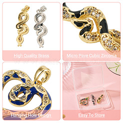 3Pcs 3 Style Brass Micro Pave Cubic Zirconia Pendants&nbsp;KK-TA0002-19