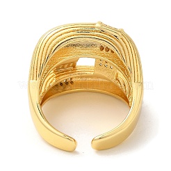 Double Layer Brass Micro Pave Cubic Zirconia Open Cuff Rings&nbsp;RJEW-U008-09G