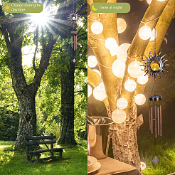 Solar Iron & Glass Sun Wind Chimes&nbsp;HJEW-WH0130-10