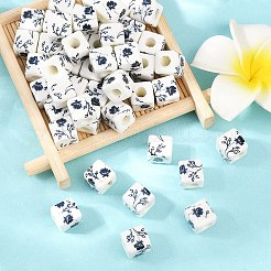 Floral Printed Porcelain Beads&nbsp;PORC-Q161-6