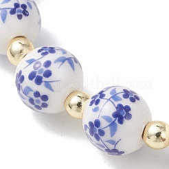 Handmade Flower Printed Porcelain Ceramic & Electroplate Non-magnetic Synthetic Hematite & Alloy Beaded Stretch Bracelets&nbsp;BJEW-JB13532