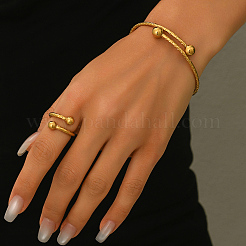 Stainless Steel Round Cuff Bangle & Rings for Women&nbsp;LY6022