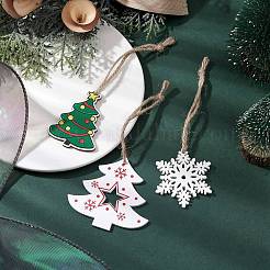 3Pcs 3 Styles Printed Wood Pendant Decoration&nbsp;HJEW-JM02183