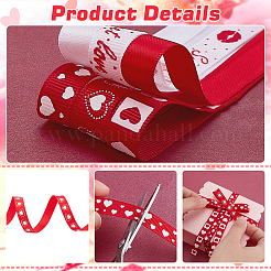6Rolls 6 Colors Valentine's Day Polyester Printed Grosgrain Ribbon&nbsp;OCOR-PH0004-23