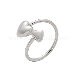 304 Stainless Steel Heart Cuff Rings for Women&nbsp;RJEW-A063-01D-P