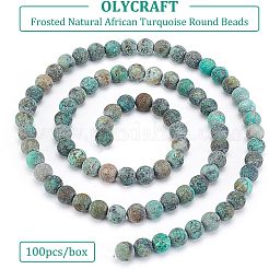 Frosted Natural African Turquoise(Jasper) Round Beads&nbsp;G-OC0001-07