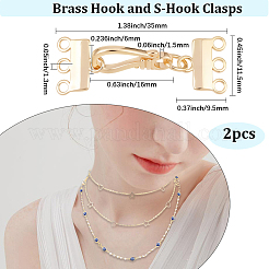 2Pcs Brass Hook and S-Hook Clasps&nbsp;FIND-BBC0004-40