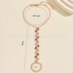 Elegant Brass Pave Clear and Red Cubic Zirconia Leaf Slave Bracelets&nbsp;YE0972