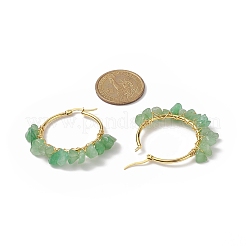 Gemstone Chips Beaded Hoop Earrings&nbsp;EJEW-JE05177