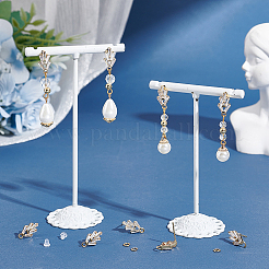 6 Pairs Leaf Shape Brass Cubic Zirconia Stud Earring Findings&nbsp;KK-CN0003-20G