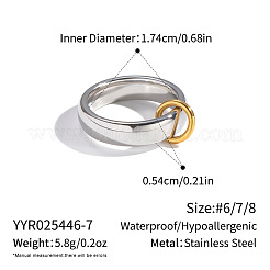Two-Tone 304 Stainless Steel Finger Ring for Women&nbsp;FF4336