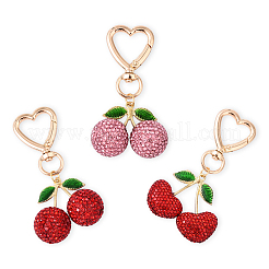 Alloy Polymer Clay Cherry Pendant Decorations&nbsp;HJEW-YW00142-01