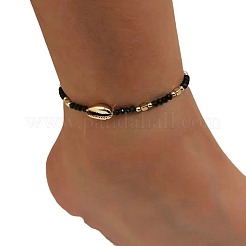 Bohemian Glass Seed Bead & Natural Cowrie Shell Beaded Anklets&nbsp;FS-WG8F2C0-01