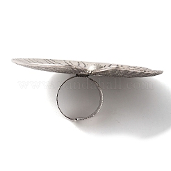 Lotus Leaf Alloy Open Cuff Rings for Women&nbsp;RJEW-S412-02AS