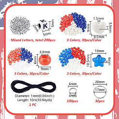 Independence Day DIY Acrylic Heart & Star Beads Keychain Making Kits&nbsp;DIY-AR0004-17