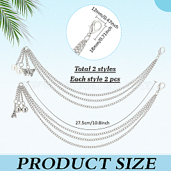 4Pcs 2 Styles Alloy Three-layer Boot Strap Chains&nbsp;AJEW-ME0003-12