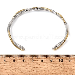 Duo Tone 304 Stainless Steel Twisted Open Cuff Bangles&nbsp;SA-CBA3E4B-03GP