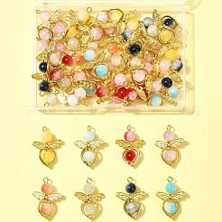 40Pcs 8 Colors Golden Alloy Glass Pendants&nbsp;PALLOY-FS00025