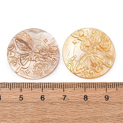 Natural Yellow Shell Carved Cabochons&nbsp;SHEL-G024-01B