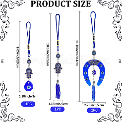 3Pcs 3 Styles Evil Eye Alloy & Lampwork Pendant Decorations&nbsp;HJEW-CP0001-45