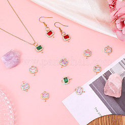 12Pcs 6 Colors Glass Connector Charms&nbsp;FIND-CA0010-64