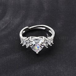 Brass Micro Pave Cubic Zirconia Cuff Open Rings&nbsp;CU-CBA5C10-08P