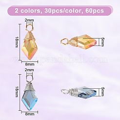 60Pcs 2 Colors Copper Wire Wrapped Glass Pendants&nbsp;FIND-GA0004-55