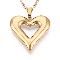304 Stainless Steel Pendant Necklaces&nbsp;NJEW-T018-34G