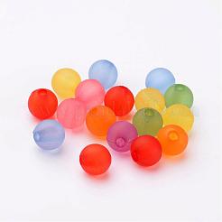 Mixed Color Frosted Round Shaped Transparent Acrylic Beads&nbsp;X-PL582M