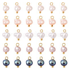 30Pcs 5 Colors Natural Cultured Freshwater Pearl Two Sides Polished Charms&nbsp;PALLOY-YW00092