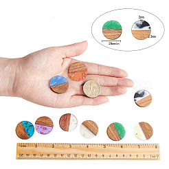 Opaque Resin & Transparent Resin & Walnut Wood Pendants&nbsp;RESI-SZ0001-12