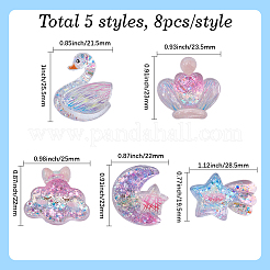 40Pcs 5 Styles Transparent Resin Decoden Cabochons&nbsp;CRES-BM0001-03
