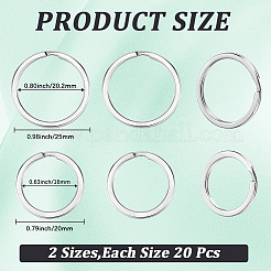 40Pcs 2 Styles 304 Stainless Steel Split Key Rings&nbsp;STAS-CY0001-03