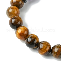 8mm Round Natural Tiger Eye & Natural Lapis Lazuli & Natural Amethyst & Non-Magnetic Synthetic Hematite Beaded Stretch Bracelets&nbsp;BJEW-JB10901-02