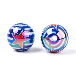 Independence Day Theme Printed Opaque Acrylic Beads&nbsp;MACR-T048-10D