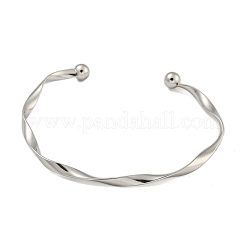 Non-Tarnish 304 Stainless Steel Twisted Open Cuff Bangles for Women&nbsp;BJEW-U003-01P