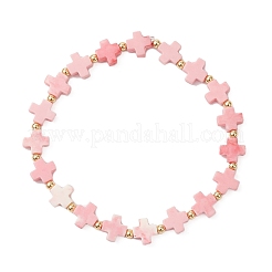 Synthetic Coral Dyed Beaded Stretch Bracelets for Men Women&nbsp;BJEW-JB12145-02