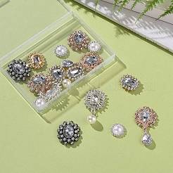 16Pcs 6 Style ABS Plastic Imitation Pearl & Alloy Cabochons&nbsp;RB-BC0001-04