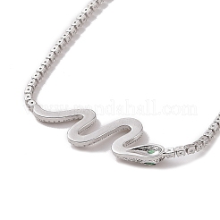 Cubic Zirconia Snanke Pendant Necklace with Cup Chains&nbsp;NJEW-P276-01P