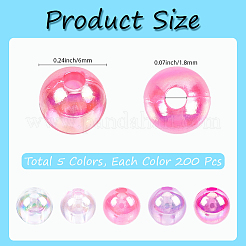 5 Colors Transparent Acrylic Beads&nbsp;MACR-PA0001-03A-02