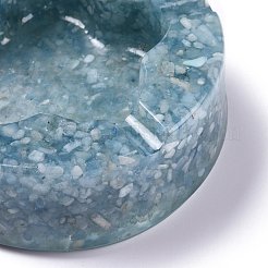 Resin with Natural Aquamarine Chip Stones Ashtray&nbsp;DJEW-F015-05D