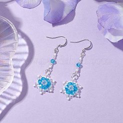 Glass Seed Beaded Dangle Earrings&nbsp;EJEW-MZ00171