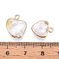 Electroplated Natural Keshi Pearl Heart Pendants&nbsp;LS-PEAR-P004-25KCG-01